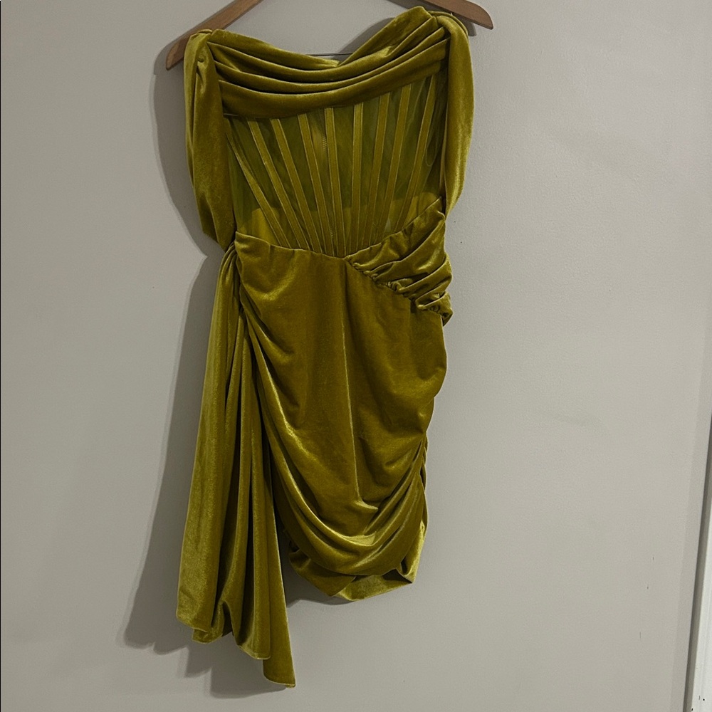 Miss Circle Olive Off The Shoulder Corset Dress medium